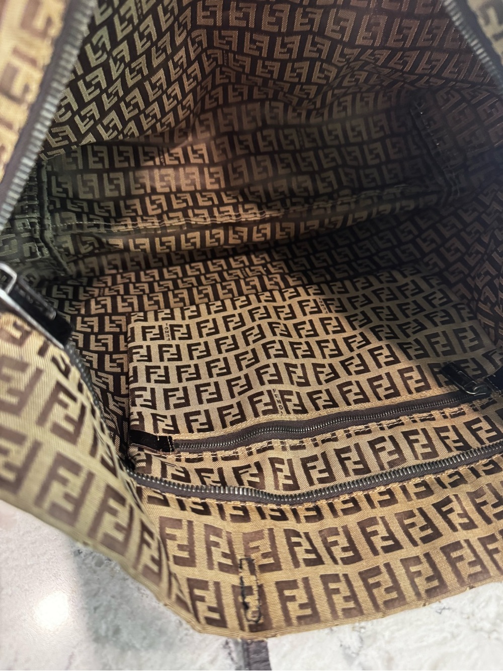 Authentic Vintage Fendi Zucca Canvas Tote Bag with Leather Handles - Picture 10 of 13
